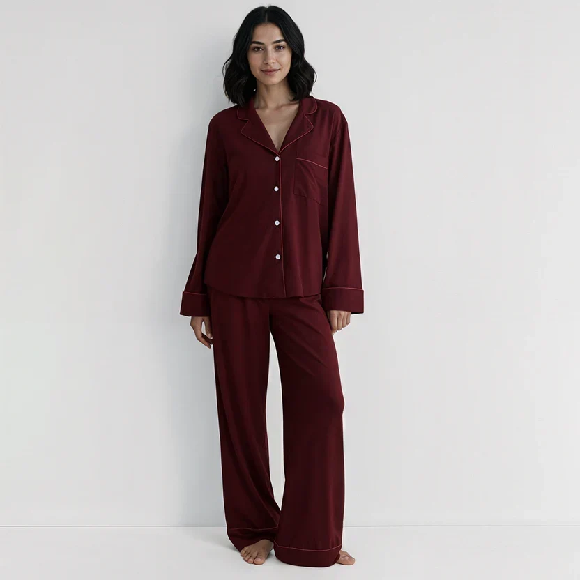 Women's Maroon Pajama Set