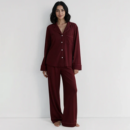 Women's Maroon Pajama Set