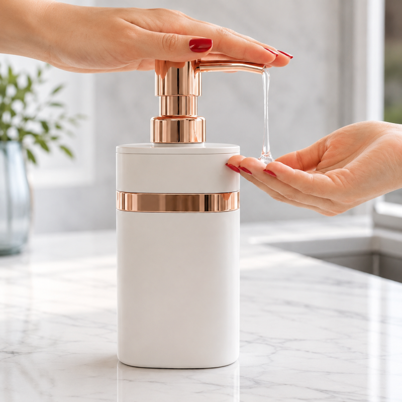 Rose Gold Soap Dispenser – Elegant Bathroom & Kitchen Pump Bottle
