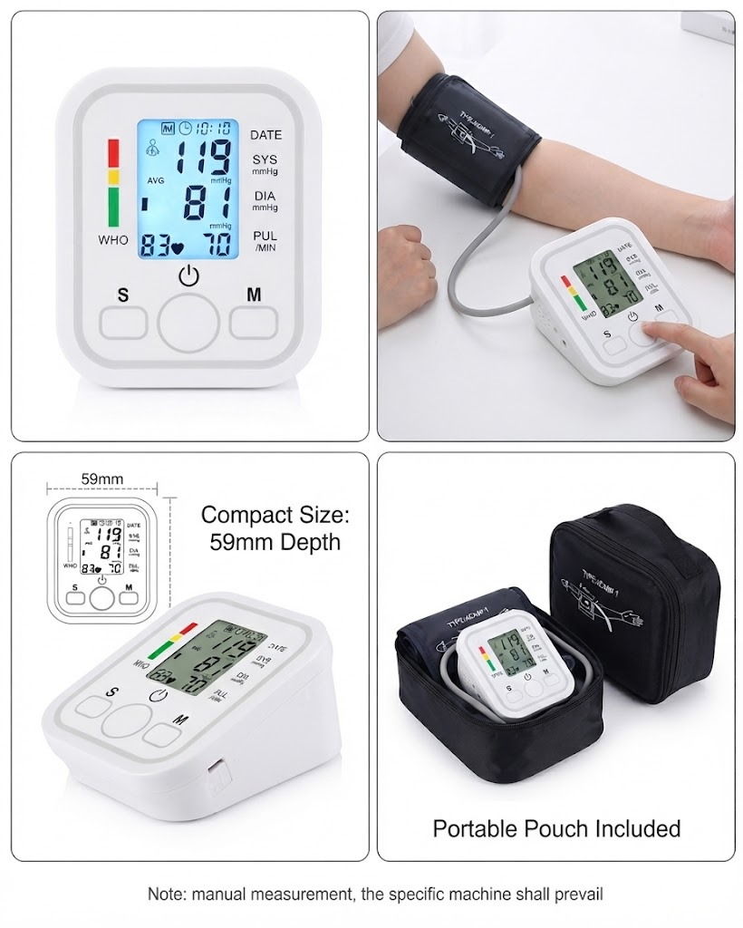 Electronic Arm Blood Pressure Monitor | Large LCD | WHO Indicator | Home Use