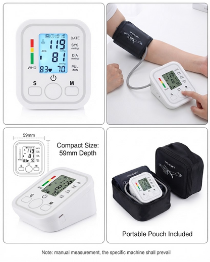 Electronic Arm Blood Pressure Monitor | Large LCD | WHO Indicator | Home Use