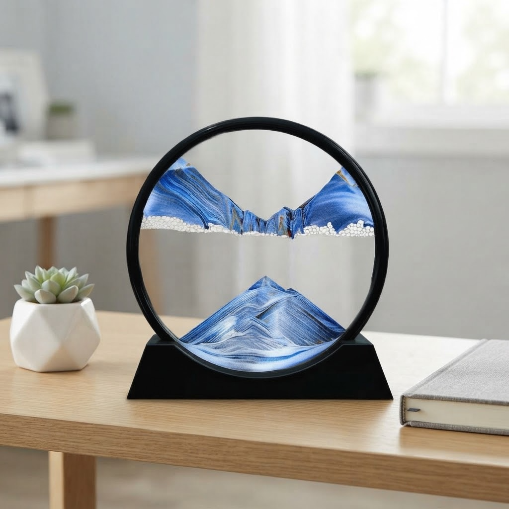 3D Moving Sand Art Lamp – Liquid Flowing Sand Picture Night Light for Home Decor