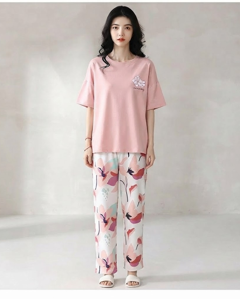 Soft Bloom Lounge Set | Cotton-Modal Co-ord | Pink