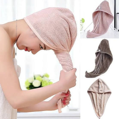 Microfiber Hair Drying Turban Towel | Quick-Dry Hair Wrap with Button