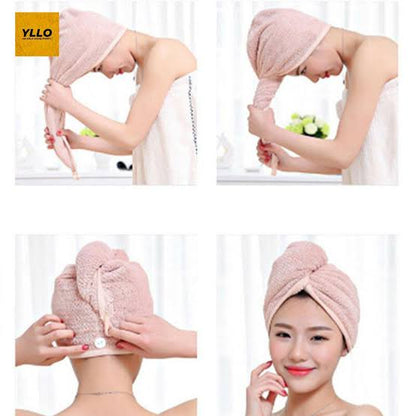 Microfiber Hair Drying Turban Towel | Quick-Dry Hair Wrap with Button