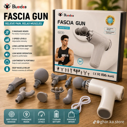Fascia Gun – 9-in-1 Deep Tissue Muscle Massager