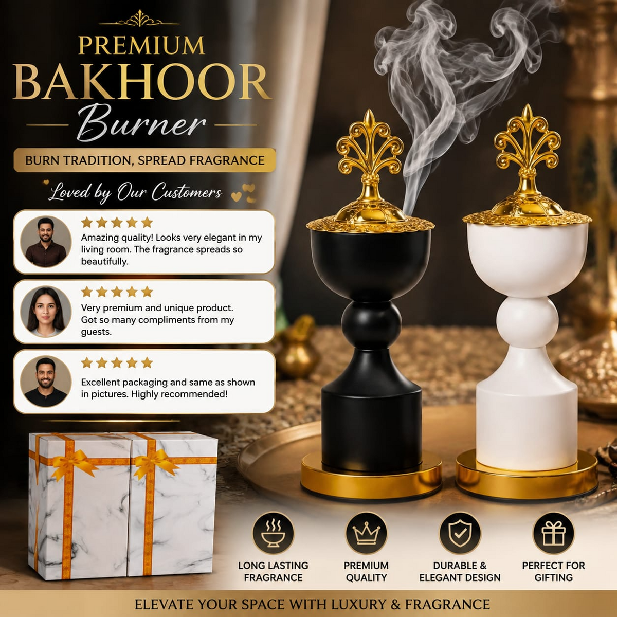 Premium Bakhoor Burner – Electric Arabic Incense Burner for Home & Office